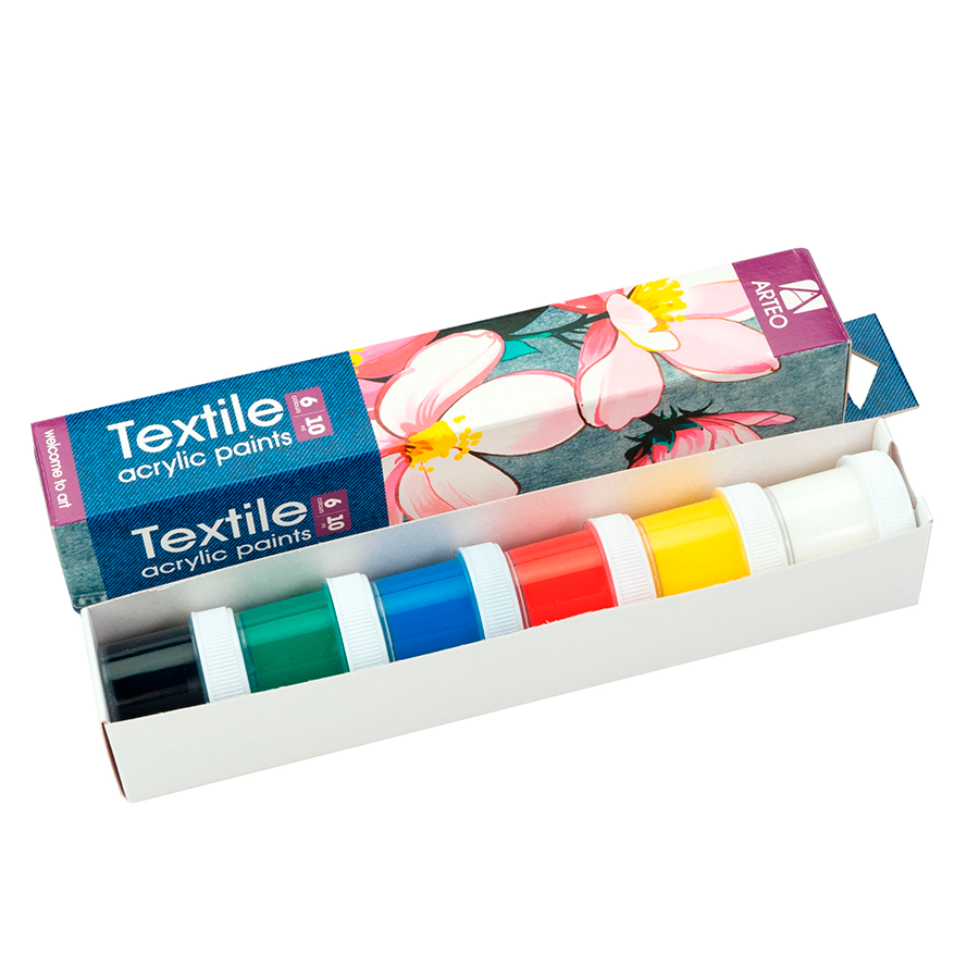 Набір акрилових фарб для розпису тканин Flowers 6×10мл Arteo Київ - фото 2