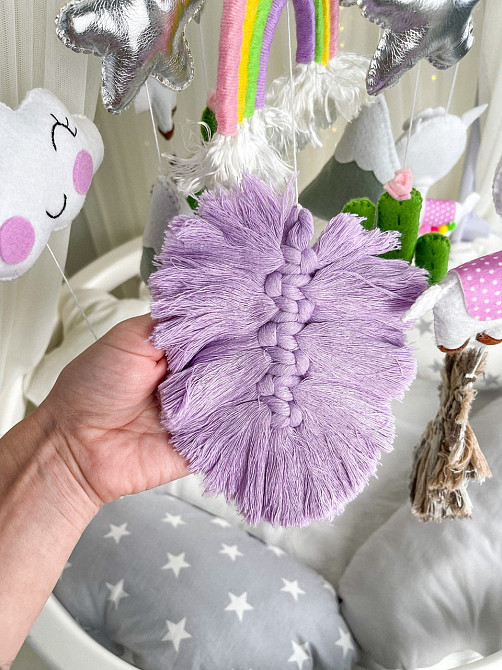 Дитячий музичний мобіль на ліжечко для немовлят WooolyWool «Лама-бохо» з 35 мелодіями Київ - фото 7