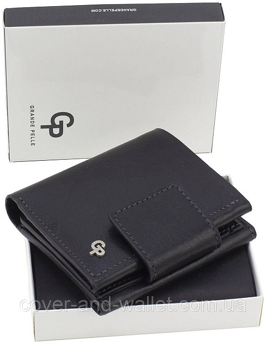Солідний чоловічий гаманець з італійської шкіри чорного кольору Grande Pelle 502410 Київ - фото 10