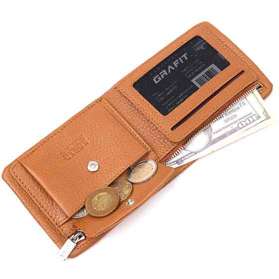 Стильне чоловіче портмоне із зернистої шкіри KARYA 21064 Світло-коричневий Київ