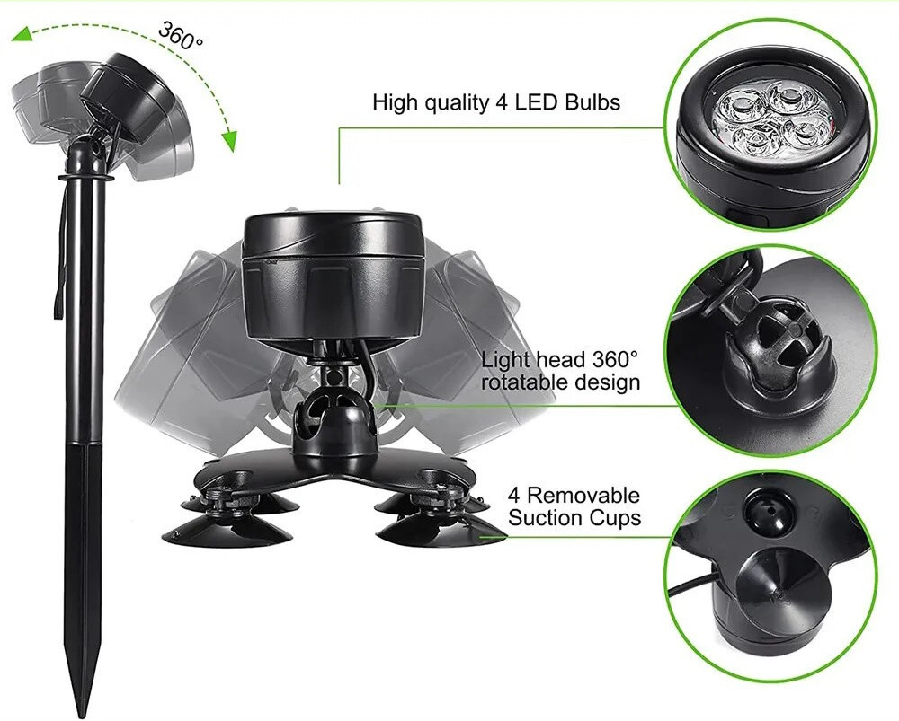 Підводний світильник для акваріума RGB 4*5V Led Київ - фото 7