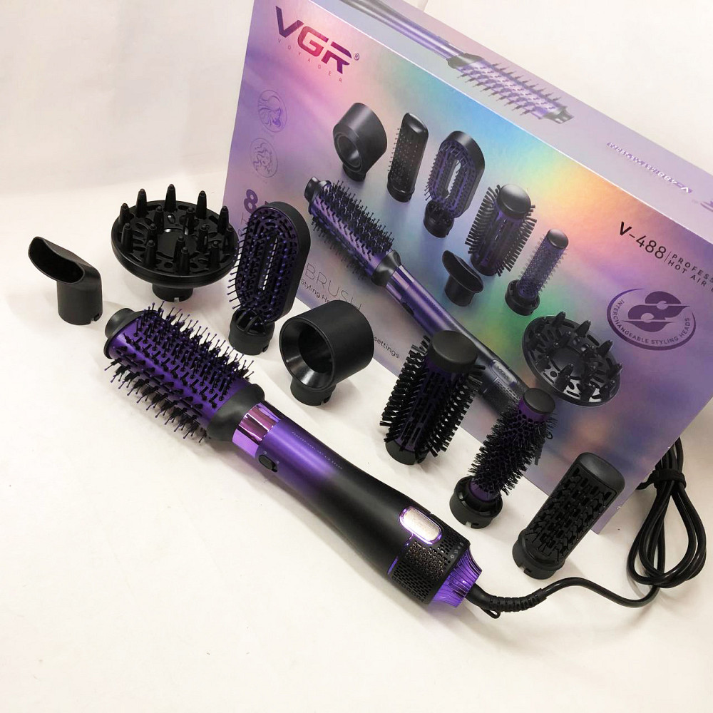 Фен-щітка повітряний з насадками, Фен для красивої укладки волосся, Фен-щітки стайлери AW-19 Львів - фото 2