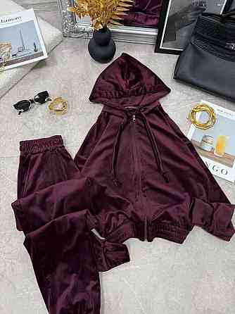 Женский повседневный велюровый костюм двойка: кофта и штаны Марсала, 50/52 Одесса