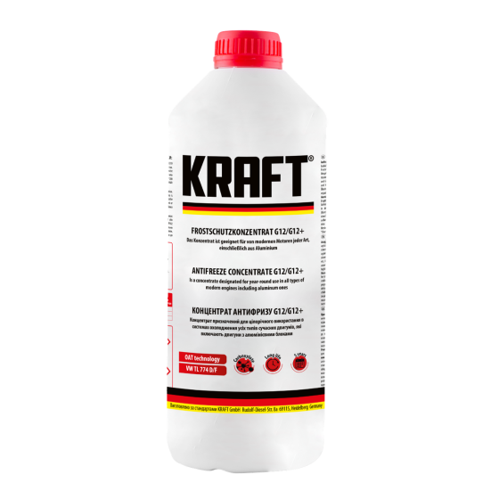 KRAFT G12/G12+ концентрат червоний 1,5 л — преміальний антифриз до -80 °C | KF103 Ковель