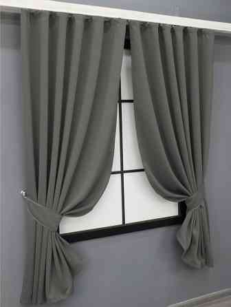 Комплект штор коротких VR-Textil Блекаут Midnight № 1228ш Сірий 140х170 см 2 шт (35-0158) Київ