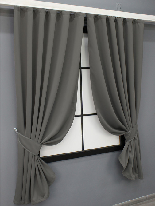 Комплект штор коротких VR-Textil Блекаут Midnight № 1228ш Сірий 140х170 см 2 шт (35-0158) Київ - фото 2