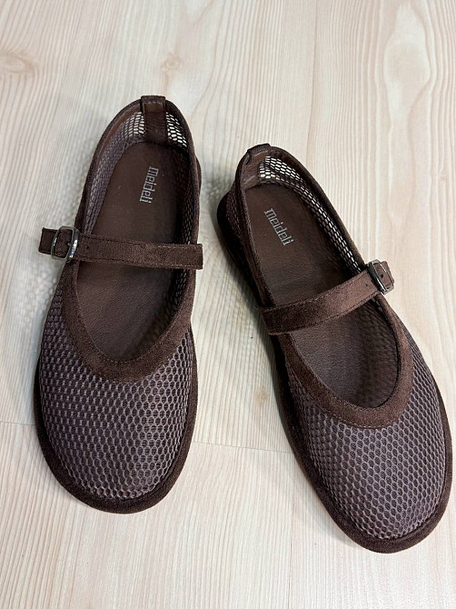 Балетки жіночі Meideli W5231-8 Mary Jane сітка з ремінцем коричневі, 40, 25,5 см Київ - фото 10