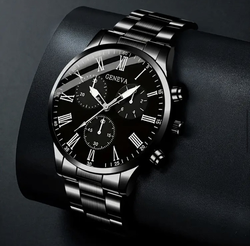 Подарочный набор для мужчин наручные часы с браслетом кулоном и кольцом черный Киев - изображение 4