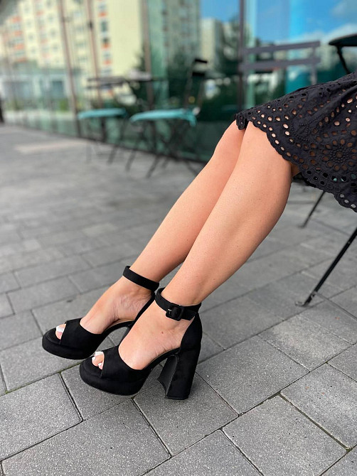 Meideli Чорні босоніжки жіночі літні на підборах молодіжні еко замша MEIDELI N693-10 р. 36-40 Коломыя - изображение 2