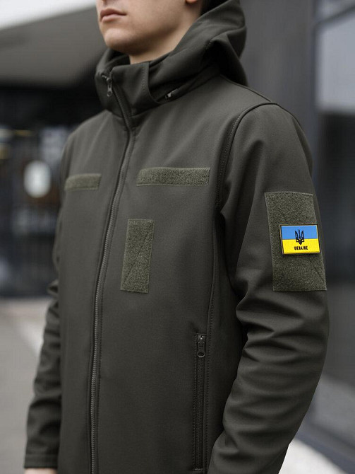 Тактическая мужская куртка софтшел хаки Pobedov Shadow V2 с липучками Киев - изображение 5