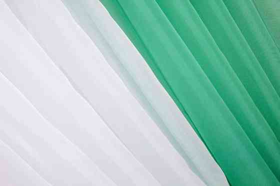 Кухонные шторки VR-Textil № 096к с подвязками мятный с белым 400х170 см (50-993) Киев