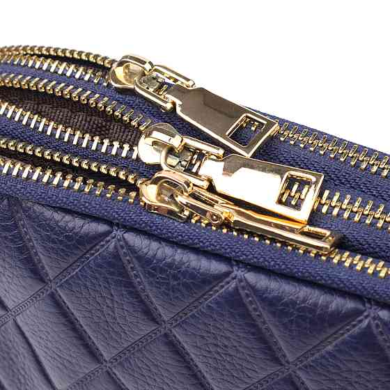 Зручна шкіряна сумка на три відділення для жінок Vintage 22892 Синій Київ