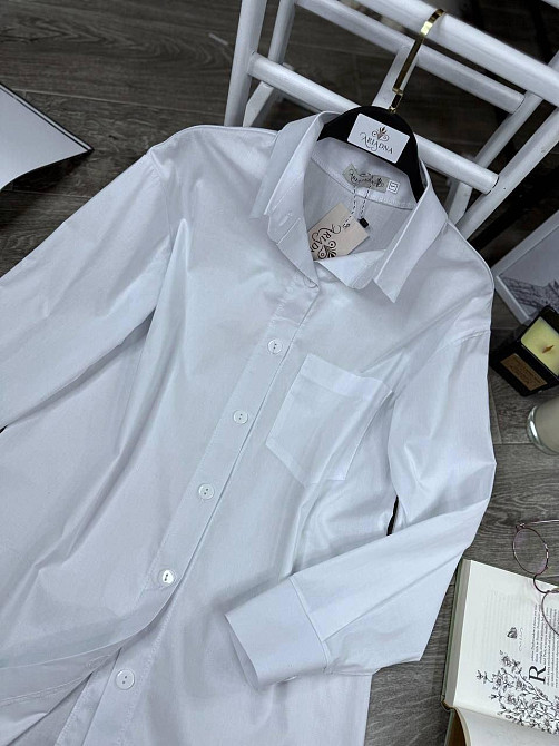 Жіноча базова подовжена сорочка з гудзиками по спині турецький котон Одеса - фото 2