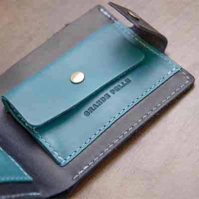 Портмоне Grande Pelle Из натуральной кожи Темно-синее (11461) Винница