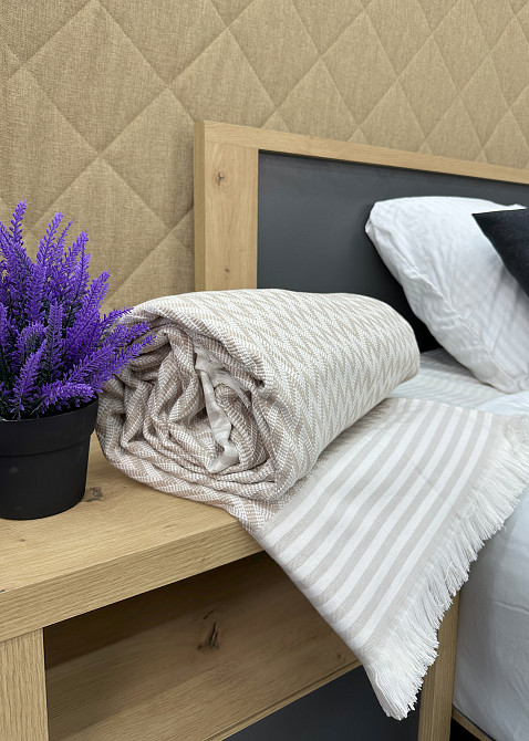 Покривало Dakota Fringe ЄВРО 200х230 см колір бежевий з білим (85-193) Київ - фото 8