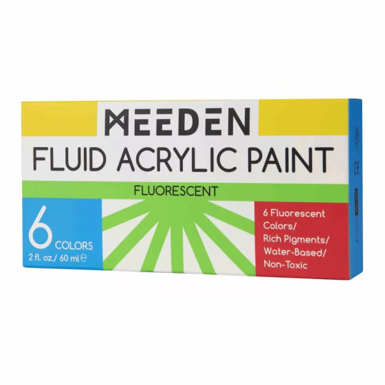 Набор жидких акриловых красок Fluid Fluorescent 6×60мл MEEDEN Киев