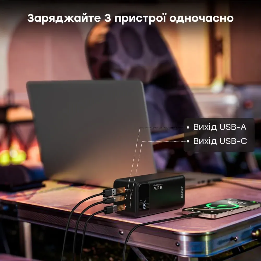 Повербанк 50000 mAh Choetech B733 Black 65W QC3.0 PD3.0 (43-00142) Киев - изображение 5