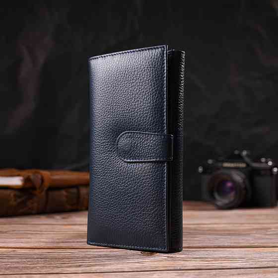 Надійний портмоне унісекс із натуральної шкіри флотар Синє (CANPELLINI) Київ