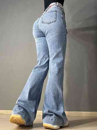 Джинси жіночі Dragon 8330 flare кльош від коліна з поясом збільшені розміри блакитні, блакитний, З4, 34, 96 см, 120 см Київ