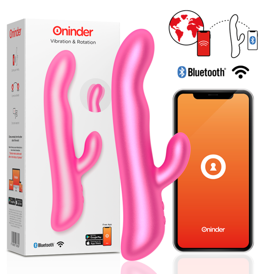 Смарт вибратор-кролик с подвижной головкой VIBRATION & ROTATION, розовый Oninder (Испания) Sex Aura Киев
