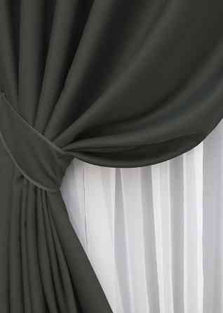 Комплект штор на люверсах VR-Textil Midnight № 1400ш 150х270 см 2 шт Темно-серый (37-0140) Киев