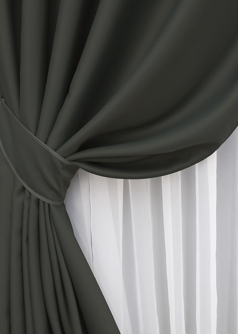 Комплект штор на люверсах VR-Textil Midnight № 1400ш 150х270 см 2 шт Темно-серый (37-0140) Киев - изображение 4