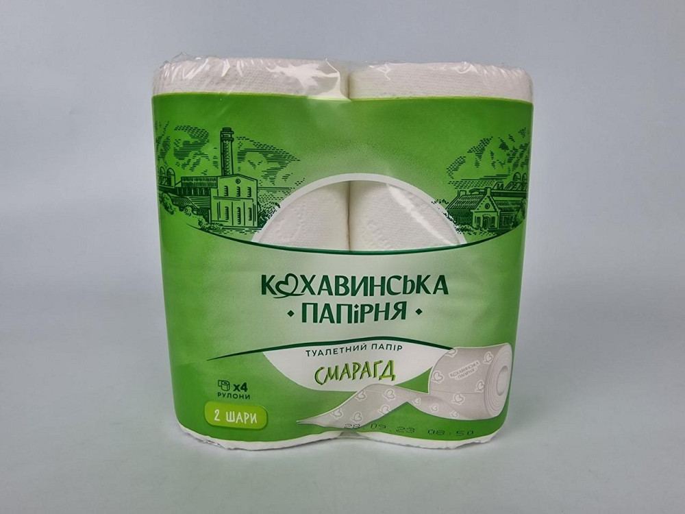 Туалетная бумага целлюлоза 2 слоя Смарагд 4 шт, мягкая белая туалетная бумага в рулонах 96х110 Кохавинка (12 рул) Харьков - изображение 3