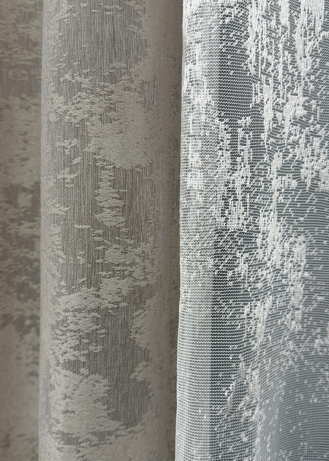 Комплект штор VR-Textil Жаккард Мрамор 150х270 2шт и Тюль 600х270 1143ш-1400т Капучино с белым 71-004/5 Киев - изображение 7
