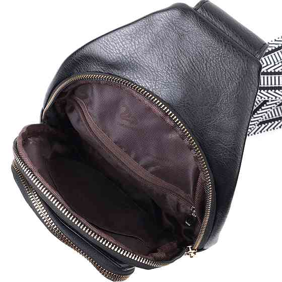 Практична слінг сумка для жінок з екошкіри Чорний (Vintage) Київ