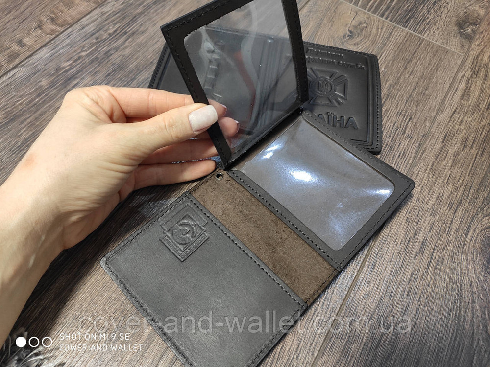 Обкладинка з натуральної шкіри на посвідчення "Державна прикордонна служба" Коричневий Київ - фото 8