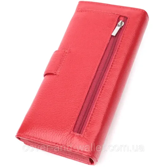 Стильный женский кожаный кошелек на кнопке красного цвета ST Leather 268 Киев