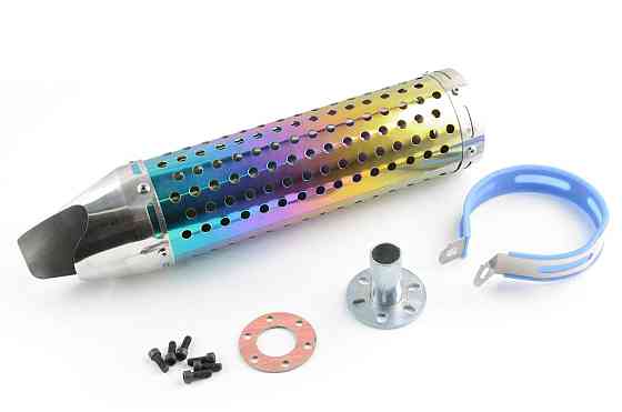 Глушник (тюнінг) 420*10 см, кріп. Ø78mm (нержавіюча сталь, веселка, прямоток, mod:5) Мукачево