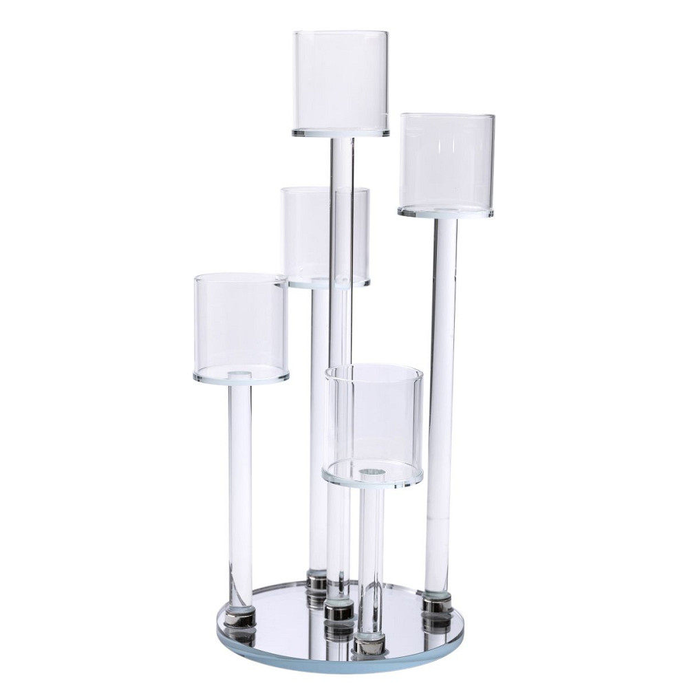 Yiwu Підсвічник скляний на 5 свічок 16×38 см підсвічник декоративний прозорий на ніжці HP-4-14 Коломия - фото 2