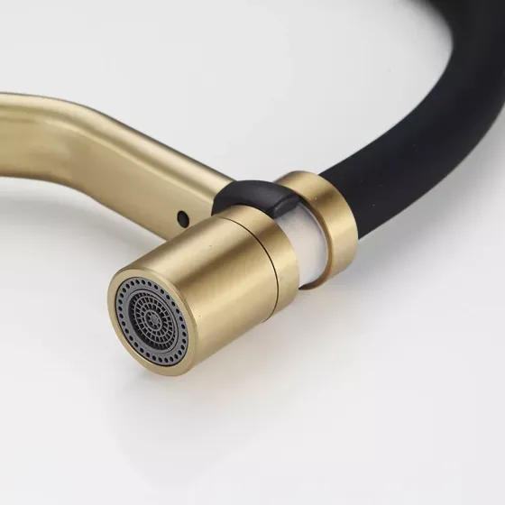 Смеситель для кухни с гибким изливом FRAP F4497-3 золото/черный Киев