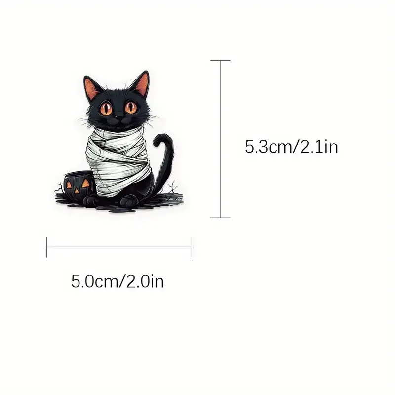 Набір наліпок "Чорні коти на Гелловін" – 50 шт. водостійких стікерів із гарбузами, кажанами та привидами Київ - фото 7