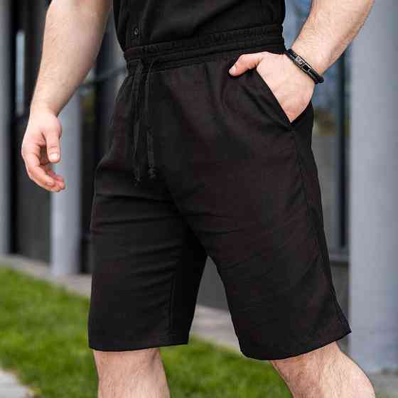 Шорти чоловічі льняні з кишенями чорні Pobedov Marsel Київ