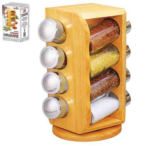 Спецівниця на дерев.підставці "Woody" 8шт/набір 14*14*25.5см Київ