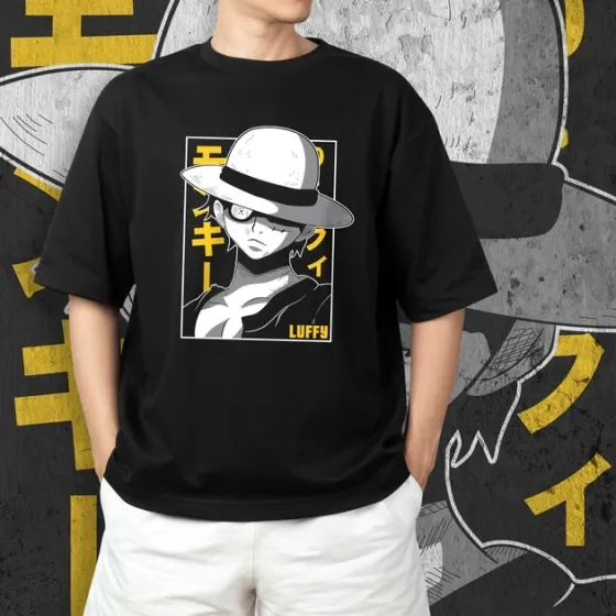 Футболка для підлітка хлопчика з принтом Ван Пис Luffy Black Розмір 160 Anime10191 Дніпро