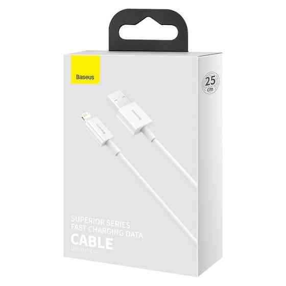 Кабель Baseus Superior Series Fast Charging Data Cable USB to iP 2.4A 0.25m White Одесса