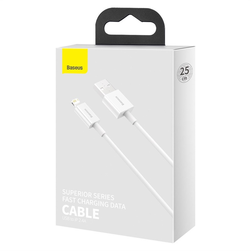 Кабель Baseus Superior Series Fast Charging Data Cable USB to iP 2.4A 0.25m White Одесса - изображение 2