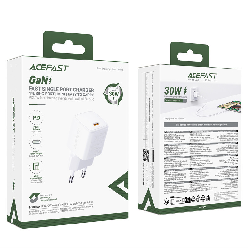 Мережевий зарядний пристрій ACEFAST A118 PD30W mini GaN USB-C fast charger Киев - изображение 20