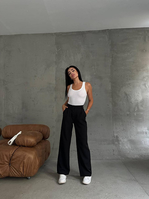 Жіночі базові штани палаццо костюмка Чорний, 42/44 Одеса - фото 10