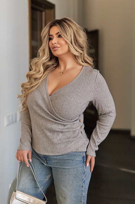 Легка кофтинка в рубчик на запах "Aura" | Норма і батал Київ - фото 7