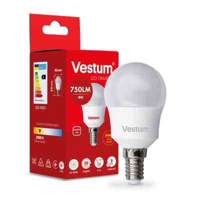Лампочка Vestum LED G45 8W 3000K 220V E14 (1-VS-1212) Винница