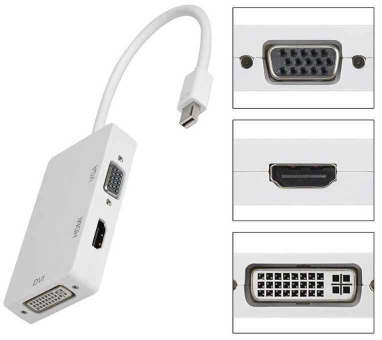 Перехідник mini DisplayPort M --> HDMI/VGA/DVI (24+5), FHD 1080p Вінниця - фото 1