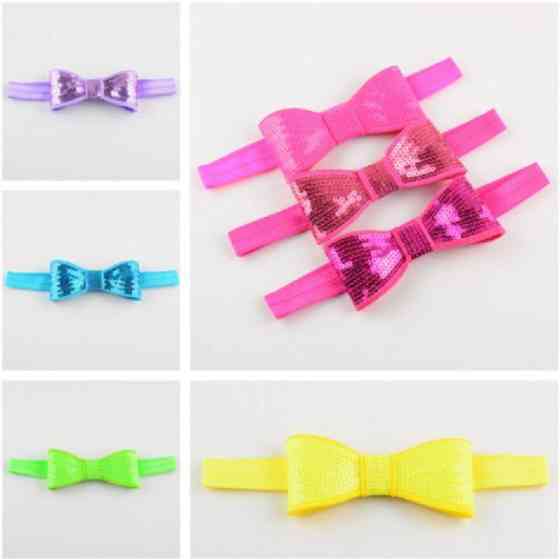 Пов'язка дитяча електрик з паєтками - бант близько 10см, окружність 36-48см Київ