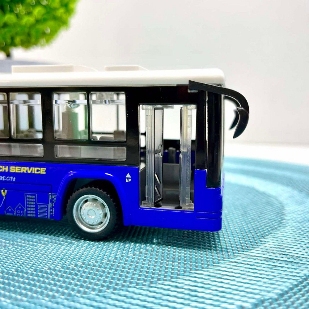 Автобус металевий з інерцією підсвічуванням та звуком відчиняються двері Синій (CLM-0771AC) Чернігів - фото 8