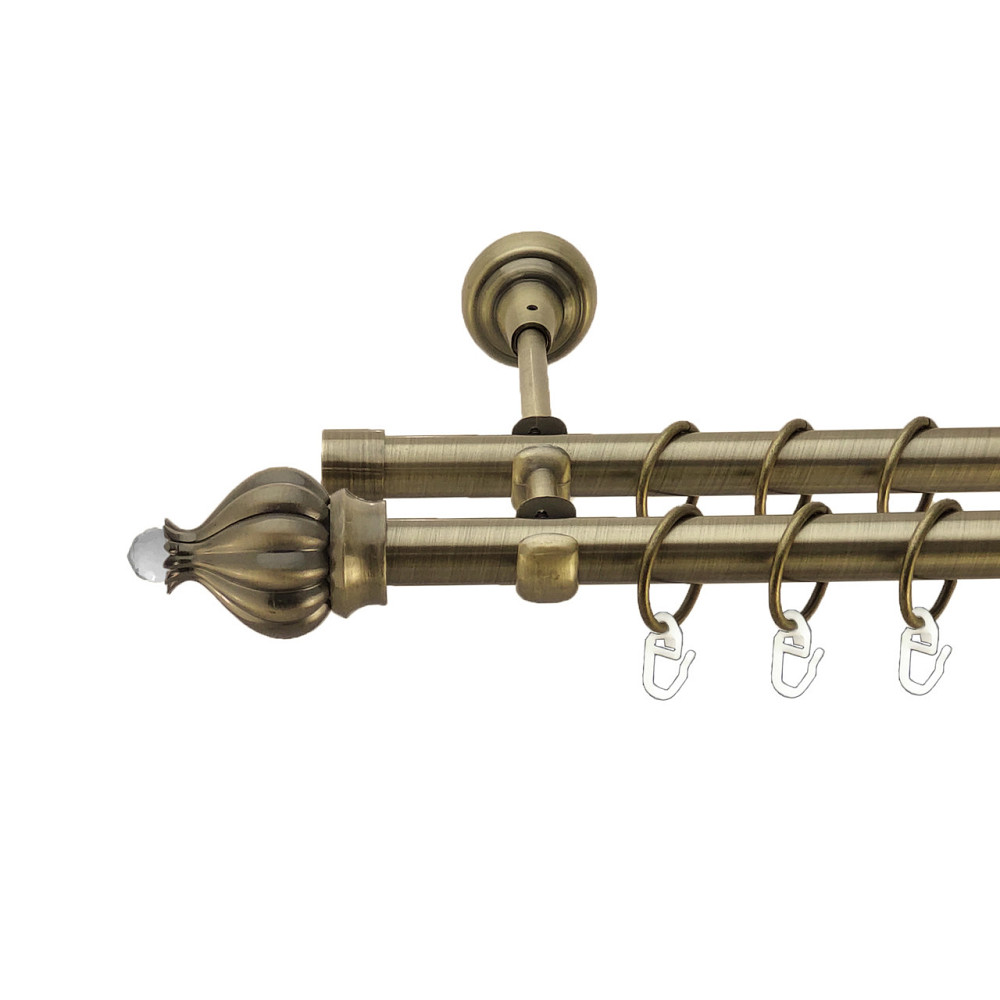 Карниз Orvit Таджа-Кристал металевий дворядний відкритий Антик 19\19 мм 240 см (4016456) Львів - фото 1