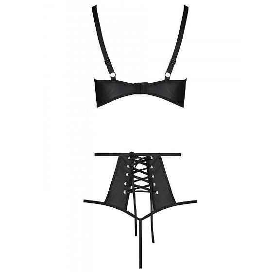Розпродаж!!! Комплект з екошкіри Passion Tamaris Set black XXL/XXXL, бюстгальтер та трусики Sex Aura Київ