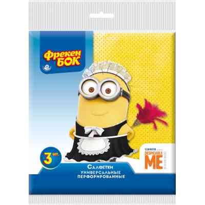 Салфетки для уборки Фрекен БОК Minions вискозные перфорированные 3 шт. (4823071641714) Винница